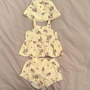Floral Yellow Baby Outfit Set